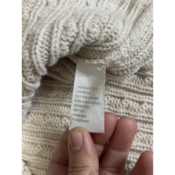 JEANNE PIERRE Vintage 1/4 Zip Cream Cable Knit Sweater Chunky Cabin Preppy XL - Picture 5 of 10